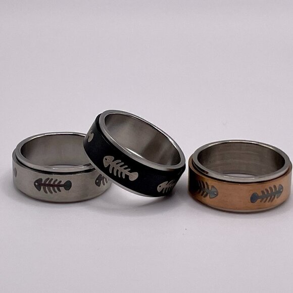 Spinner Fidget Ring Fish Skeleton #1152 - Picture 6 of 6
